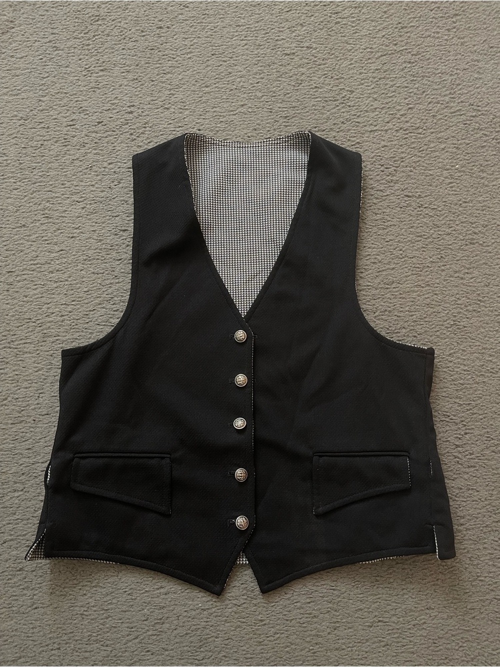 Men's Black Formal Dress Vest - Sleek Classic double-sided Waistcoat Sz L